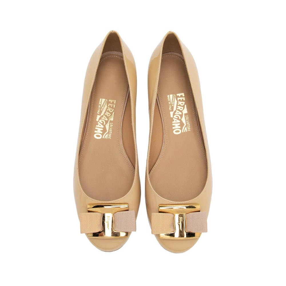 Salvatore Ferragamo Patent Leather Vara Ballet Flats